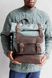 Функциональный мужской рюкзак ручной работы арт. Oksford из хлопка и натуральной винтажной кожи серого цвета Oksford_grey_crz фото 2 Boorbon