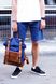 Функциональный мужской рюкзак арт. Oksford из хлопка и натуральной винтажной кожи коньячного цвета Oksford_grey_crz фото 9 Boorbon