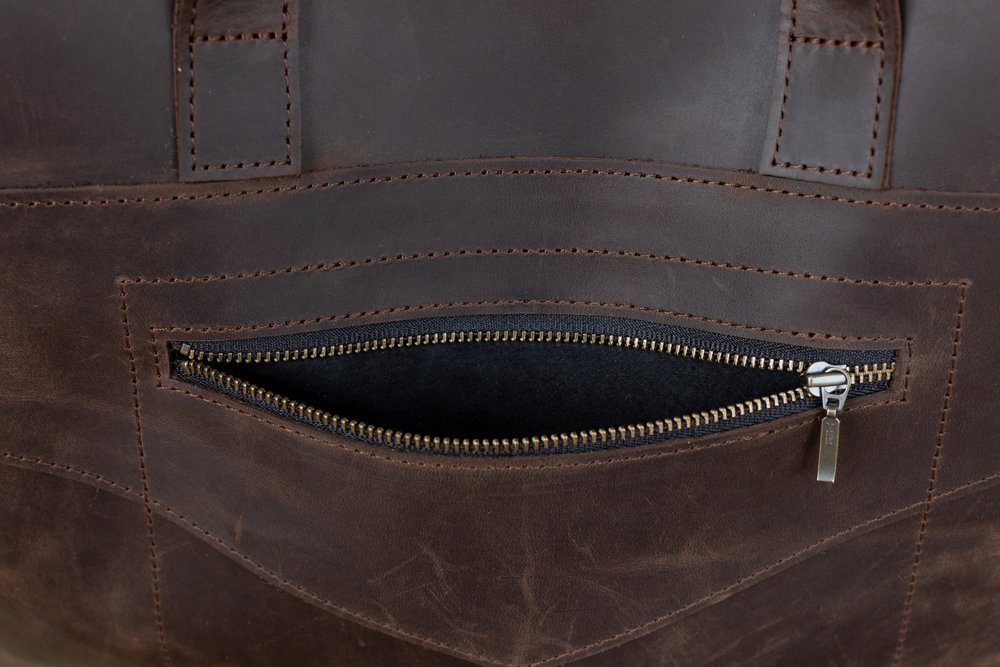 Мужская винтажная деловая сумка арт. 623 ручной работы из натуральной кожи коричневого цвета 623_blue Boorbon