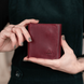 Жіночий гаманець на кнопці ручної роботи арт. 104 бордового кольору з натуральної вінтажної шкіри 104_bordo_crazy фото 1 Boorbon