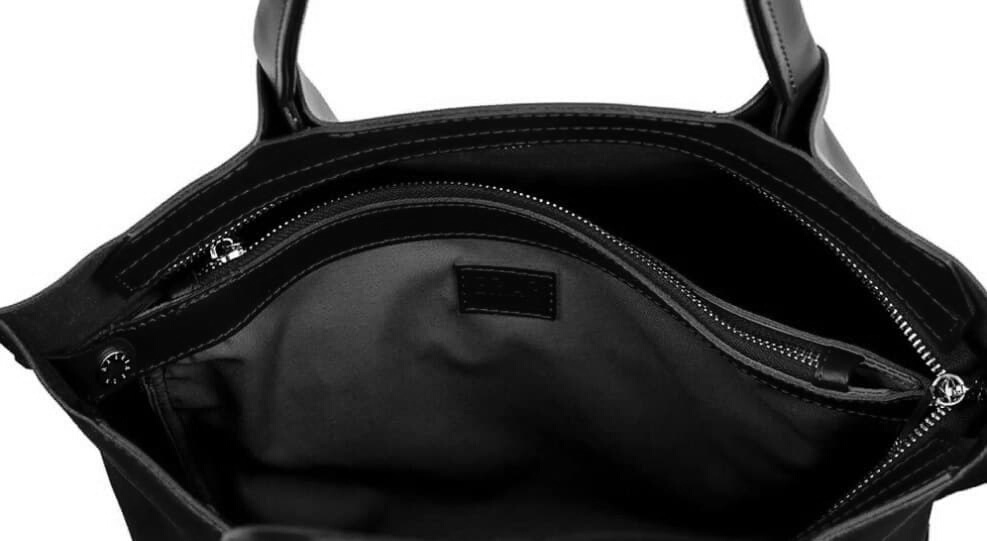 Объемная сумка шоппер арт. Sierra L черного цвета из натуральной кожи с легким глянцевым эффектом Sierra_cappuccino_kaiser Boorbon