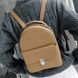 Женский мини-рюкзак ручной работы арт.520 из натуральной кожи с легким глянцевым эффектом цвета капучино 520_khaki Boorbon