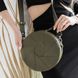 Кругла жіноча сумка через плече арт. 630 ручної роботи з натуральної напівматової шкіри кольору хакі 630_haki фото 1 Boorbon