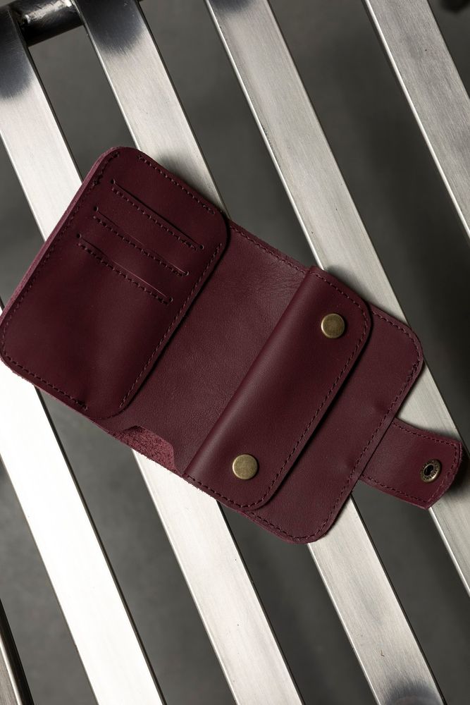 Жіночий гаманець ручної роботи арт. 103 бордового кольору з натуральної вінтажної шкіри 103_bordo_kaizer Boorbon