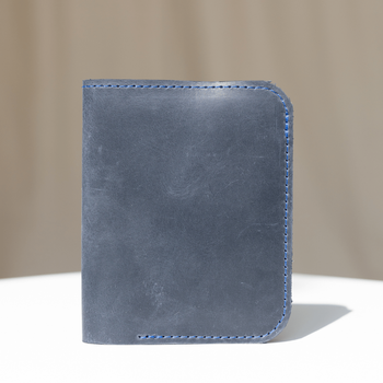 Компактний гаманець ручної роботи арт. Denver синього кольору з натуральної вінтажної шкіри