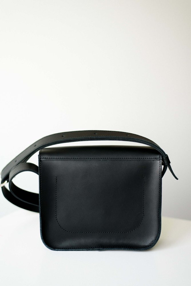 Жіноча сумка через плече арт. 614 ручної роботи з натуральної шкіри із легким матовим ефектом чорного кольору  614_black Boorbon