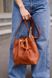 Женская сумка кисет арт. Bucket на затяжке ручной работы из винтажной натуральной кожи коньячного цвета bucket_cognk фото 2 Boorbon