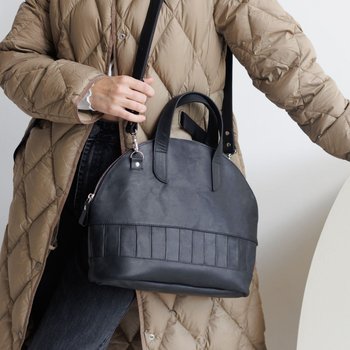 Женская сумка бриф кейс арт. Daily из натуральной кожи с винтажным эффектом черного цвета Daily_grey Boorbon