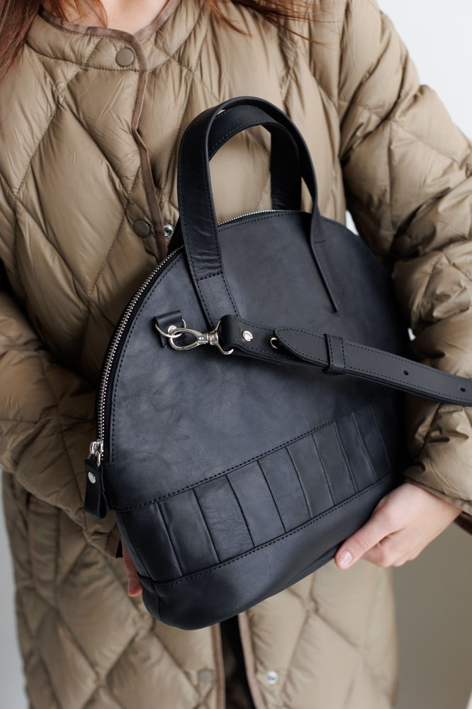 Жіноча сумка бриф кейс арт. Daily з натуральної шкіри з вінтажним ефектом чорного кольору Daily_grey Boorbon