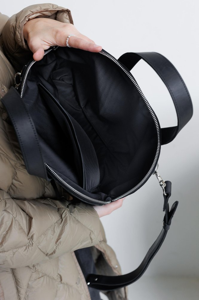 Женская сумка бриф кейс арт. Daily из натуральной кожи с винтажным эффектом черного цвета
