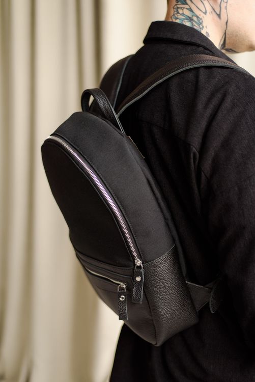 Повсякденний рюкзак ручної роботи арт. Kuga Easy у поєднанні кордури та натуральної шкіри чорного кольору Kuga_Easy_black_flotarr Boorbon