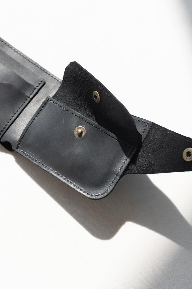 Місткий гаманець ручної роботи арт. 101 чорного кольору з натуральної вінтажної шкіри