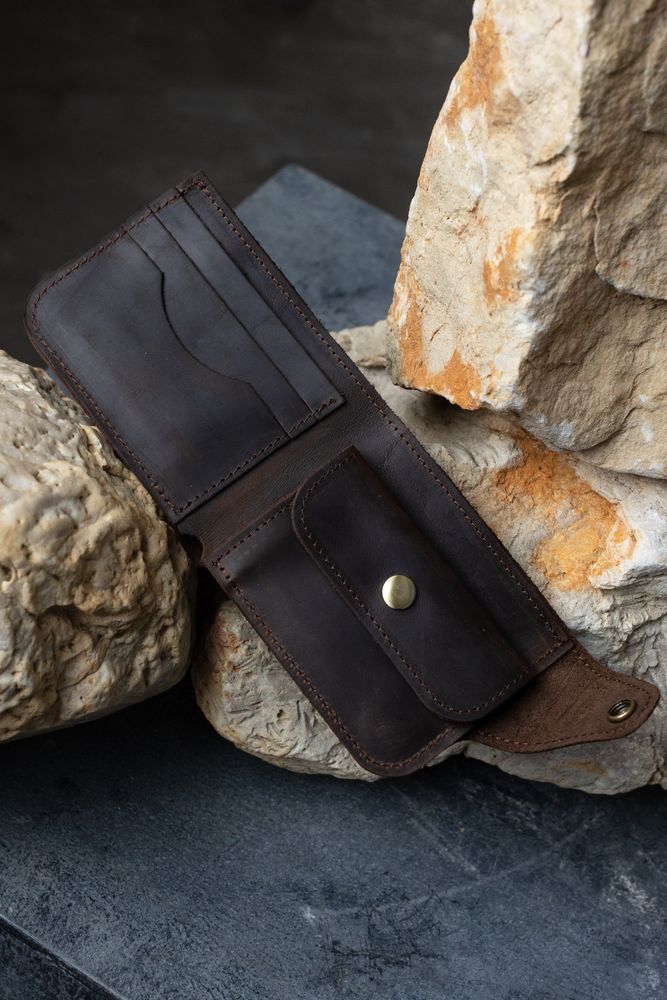 Вместительный кошелек ручной работы арт. 101 коричневого цвета из натуральной винтажной кожи 101_bordo Boorbon