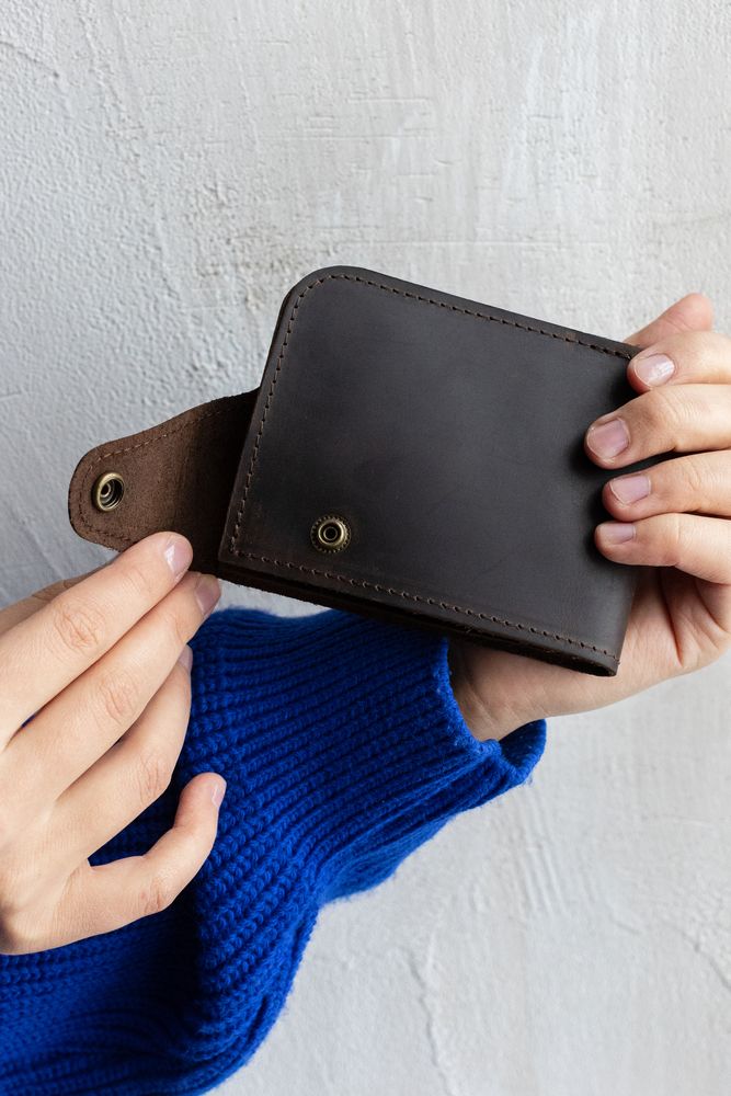 Місткий гаманець ручної роботи арт. 101 коричневого кольору з натуральної вінтажної шкіри 101_bordo Boorbon