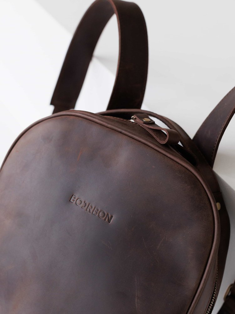 Стильний мінімалістичний рюкзак арт. Well ручної роботи з натуральної вінтажної шкіри коричневого кольору Well_black Boorbon
