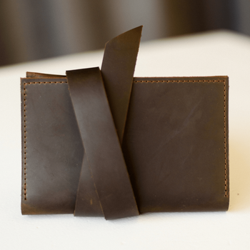Кожаный органайзер кисет для табака арт. 416 из натуральной винтажной кожи коричневого цвета