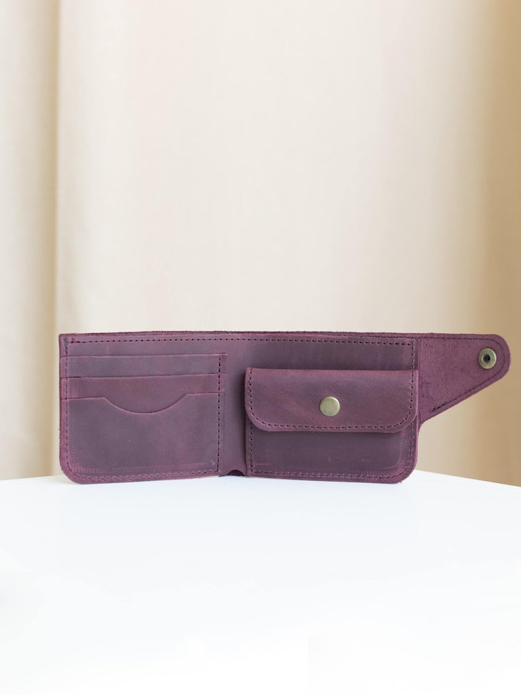 Місткий гаманець ручної роботи арт. 101 бордового кольору з натуральної вінтажної шкіри