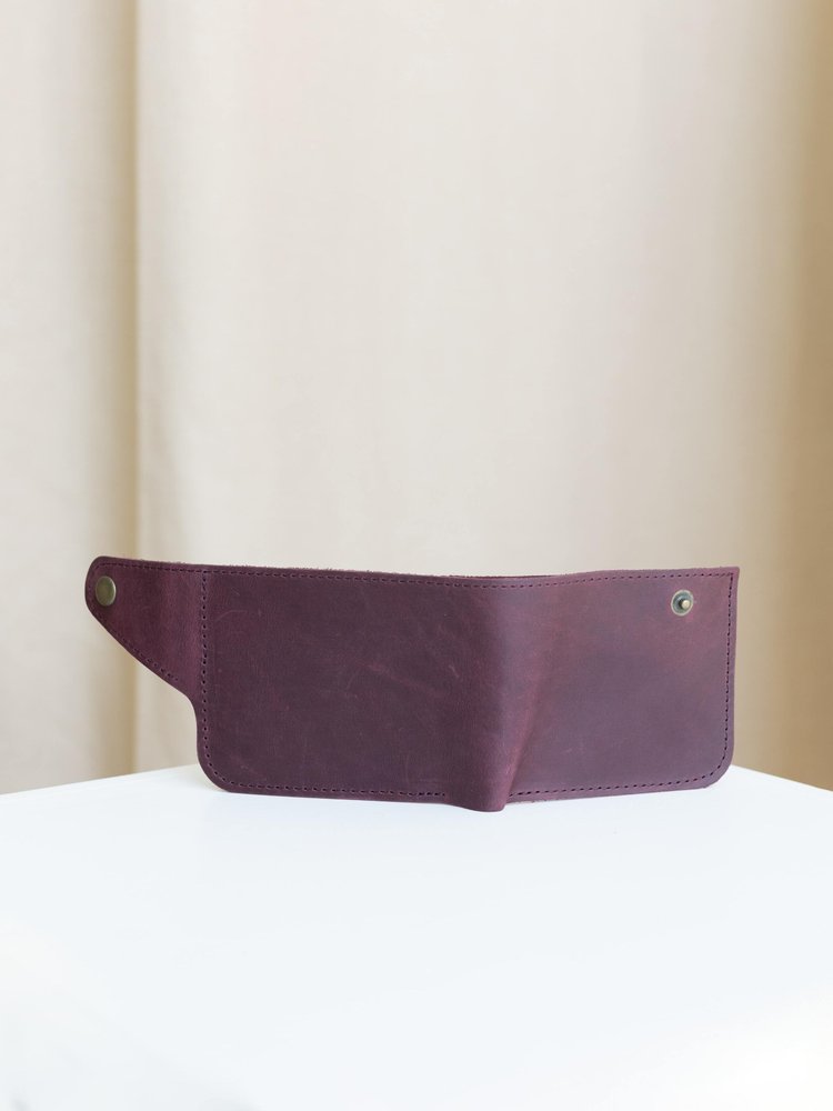 Вместительный кошелек ручной работы арт. 101 бордового цвета из натуральной винтажной кожи 101_bordo Boorbon