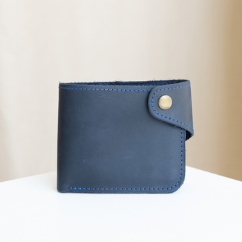 Місткий гаманець ручної роботи арт. 101 синього кольору з натуральної вінтажної шкіри