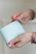 Вместительный кошелек ручной работы арт. 101 голубого цвета из натуральной кожи с легким матовым эффектом
