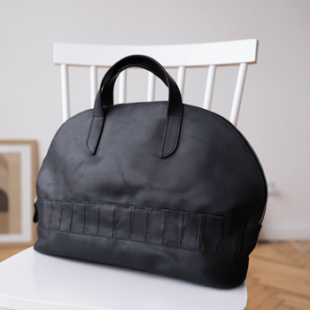 Жіноча сумка бриф кейс арт. Daily big з натуральної шкіри з вінтажним ефектом чорного кольору