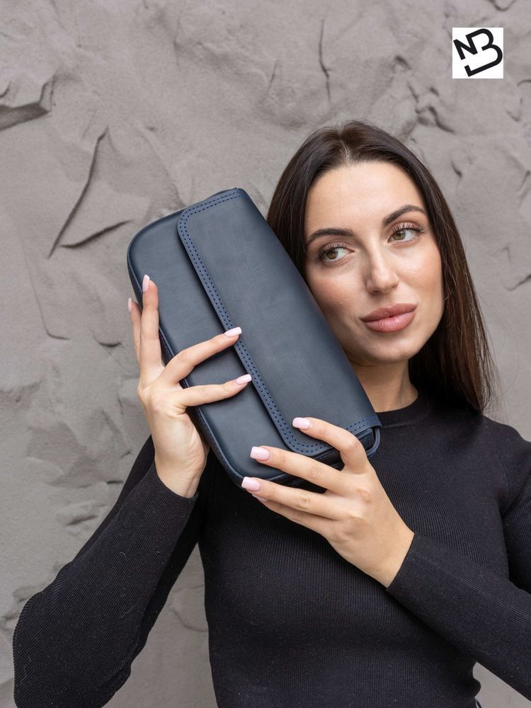 Мініатюрна сумка арт.Eva із натуральної вінтажної шкіри синього кольору eva_blue_crazy Boorbon