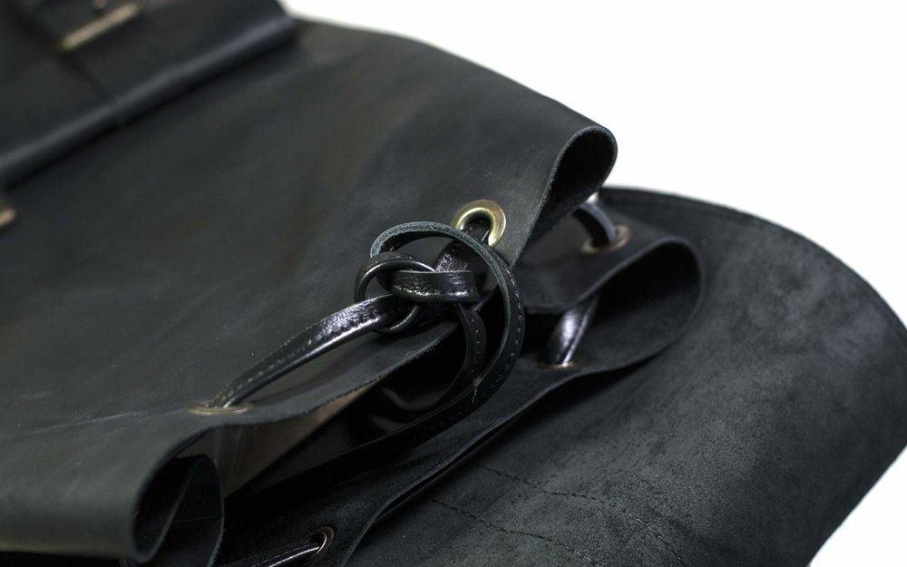 Рюкзак арт. 506 из натуральной винтажной кожи черного цвета 506_black Boorbon