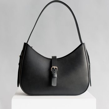 Жіноча сумка-трапеція арт. 641 із натуральної шкіри із легким матовим ефектом чорного кольору 641_black Boorbon