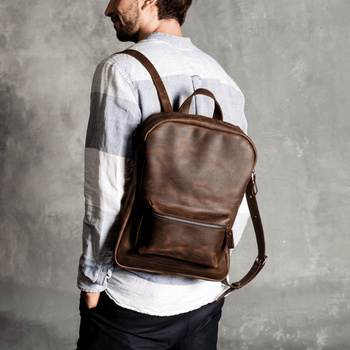 Мужской городской рюкзак ручной работы арт. 511 из натуральной винтажной кожи коричневого цвета 511_bordo Boorbon