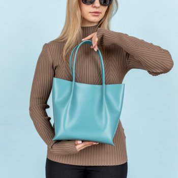 Об'ємна сумка шоппер арт. Sierra S у блакитному кольорі із натуральної шкіри з легким глянцевим ефектом Sierra_S_black_krast_2_2 Boorbon