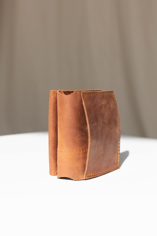 Мініатюрний гаманець ручної роботи арт. 107 коньячного кольору із натуральної винтажної шкіри 107_fist Boorbon