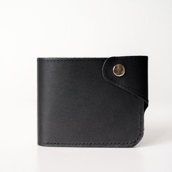 Вместительный кошелек ручной работы арт. 101 черного цвета из натуральной полуматовой кожи