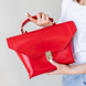 Стильна жіноча сумка незвичайної форми арт. Z003 ручної роботи з натуральної шкіри з легким глянцевим ефектом червоного кольору z003_black фото 1 Boorbon