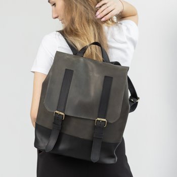 Універсальний жіночий рюкзак ручної роботи арт. 507 з натуральної вінтажної шкіри сірого кольору