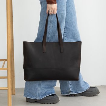 Вместительная женская сумка шоппер арт. 603i коричневого цвета из натуральной винтажной кожи