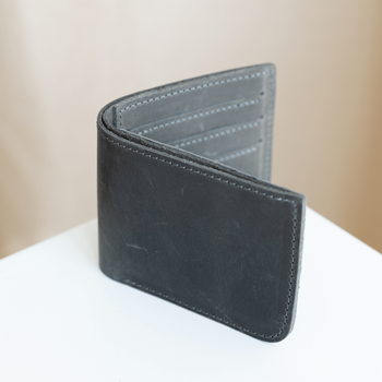 Качественный кошелек ручной работы арт. 108 серого цвета из натуральной винтажной кожи