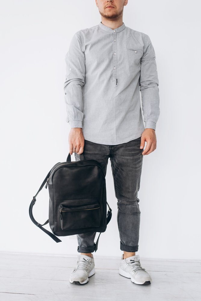 Чоловічий міський рюкзак ручної роботи арт. 511 з натуральної вінтажної шкіри чорного кольору 511_bordo Boorbon