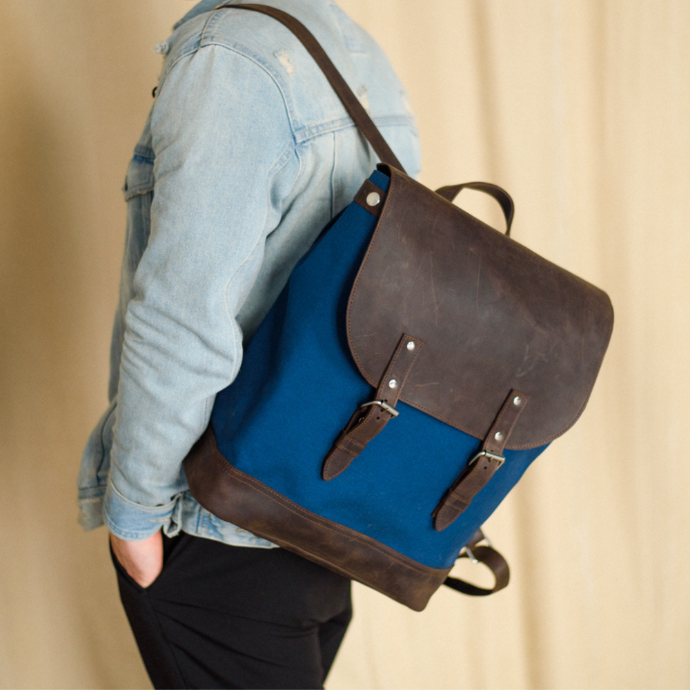 Практичний чоловічий рюкзак ручної роботи арт. Floyt коричневого кольору з натуральної вінтажної шкіри floyt_brown Boorbon