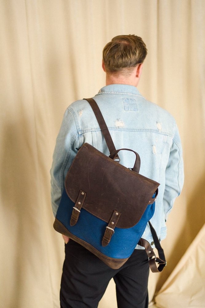 Практичний чоловічий рюкзак ручної роботи арт. Floyt коричневого кольору з натуральної вінтажної шкіри floyt_brown Boorbon