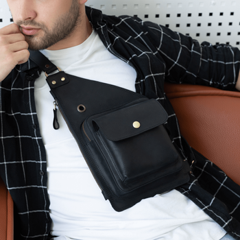 Мужская сумка-кобура арт. Holster черного цвета из натуральной винтажной кожи