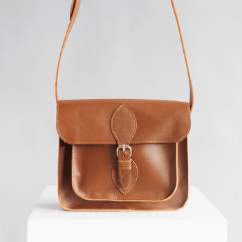 Жіноча сумка через плече арт. 633 ручної роботи з натуральної напівматової шкіри коньячного кольору