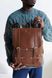 Вместительный мужской городской рюкзак ручной работы арт. 501 из натуральной полуматовой кожи коньячного цвета