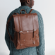 Місткий чоловічий міський рюкзак ручної роботи арт. 501 з натуральної  напівматової шкіри коньячного кольору 501_black_crz Boorbon