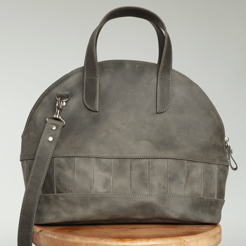 Жіноча сумка бриф кейс арт. Daily з натуральної шкіри з вінтажним ефектом темно-сірого кольору