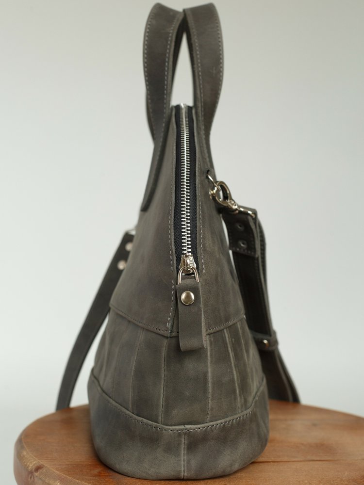 Женская сумка бриф кейс арт. Daily из натуральной кожи с винтажным эффектом темно-серого цвета