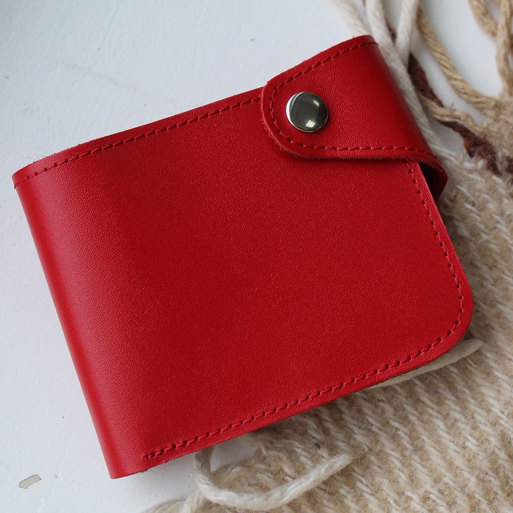 Місткий гаманець ручної роботи арт. 101 червоного кольору з натуральної шкіри 101_bordo Boorbon