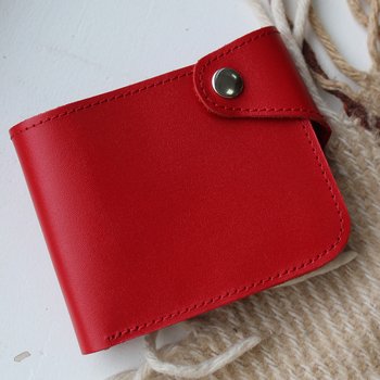 Вместительный кошелек ручной работы арт. 101 красного цвета из натуральной кожи 101_bordo Boorbon