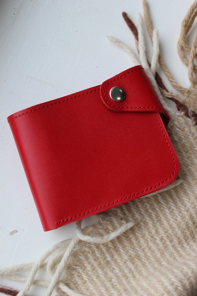 Місткий гаманець ручної роботи арт. 101 червоного кольору з натуральної шкіри 101_bordo Boorbon
