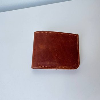 Качественный мужской кошелек ручной работы арт. 108 коньячного цвета из натуральной винтажной кожи