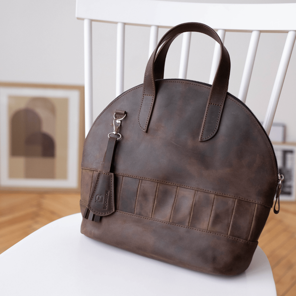 Жіноча сумка бриф кейс арт. Daily з натуральної шкіри з вінтажним ефектом коричневого кольору Daily_grey Boorbon